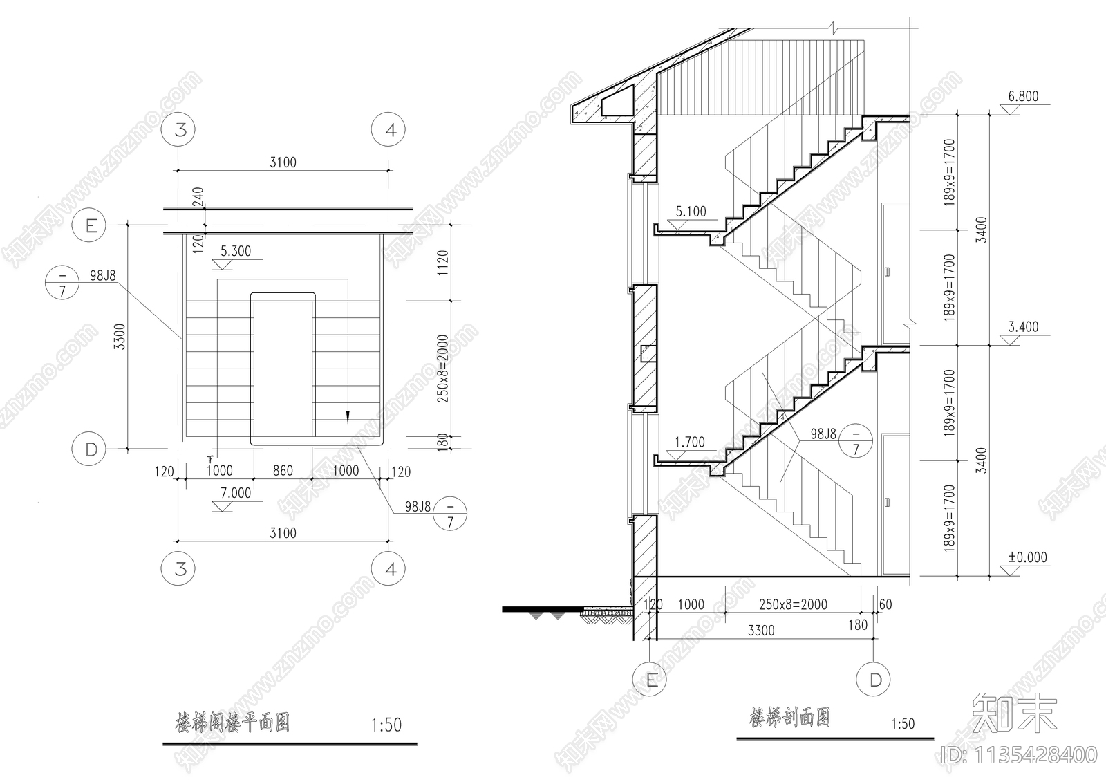 成套二层自建别墅建筑施工图下载【ID:1135428400】