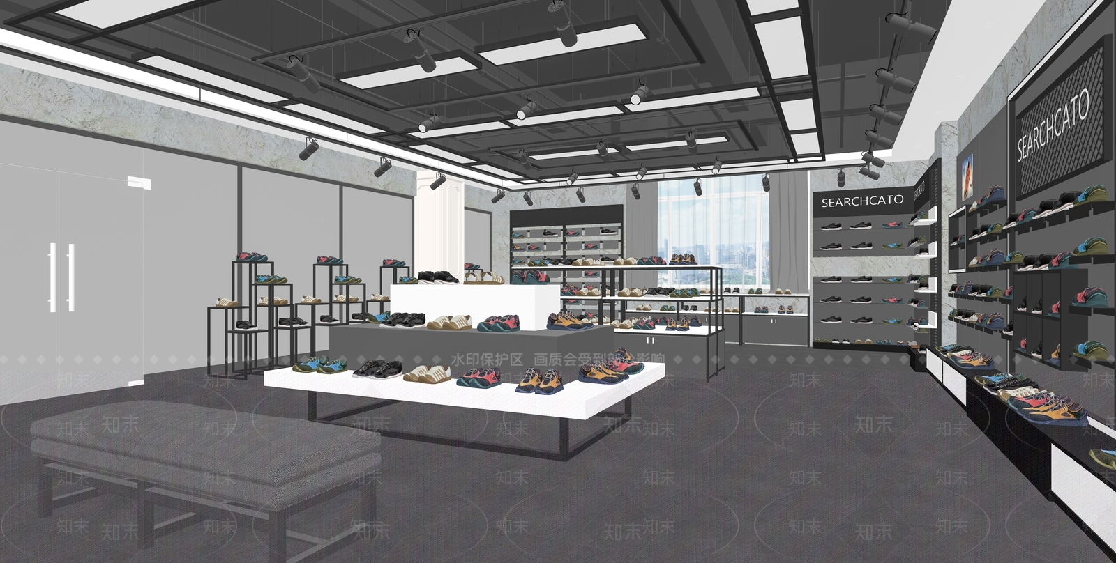 现代运动鞋品牌展厅SU模型下载【ID:1135429571】