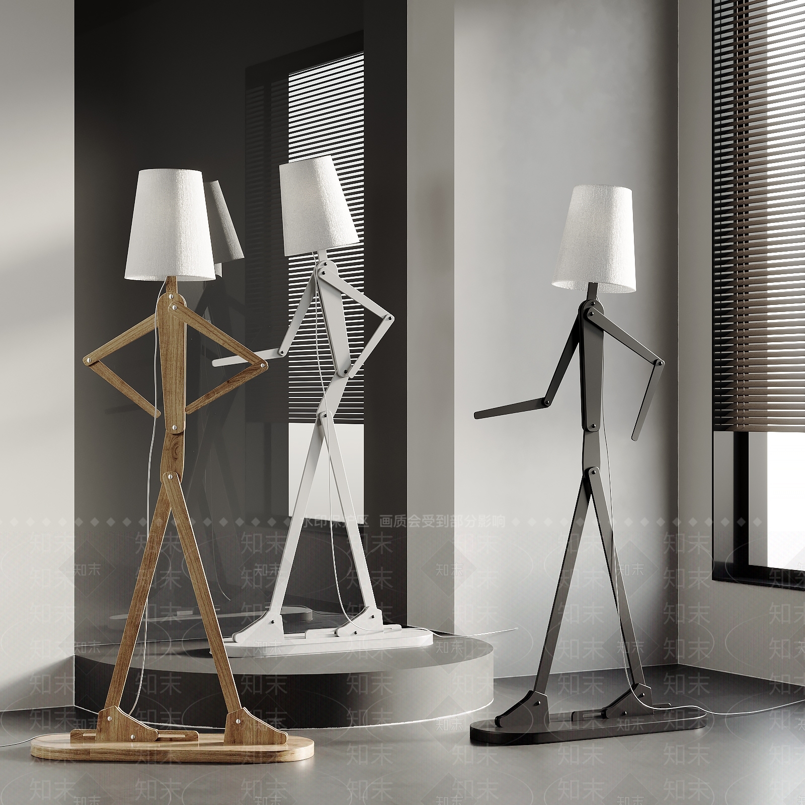 现代人形落地灯3D模型下载【ID:1135429907】