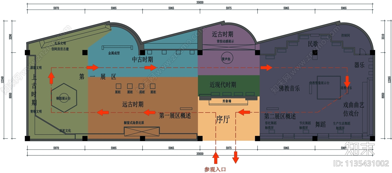 湖北音乐主题展厅平面图cad施工图下载【ID:1135431002】