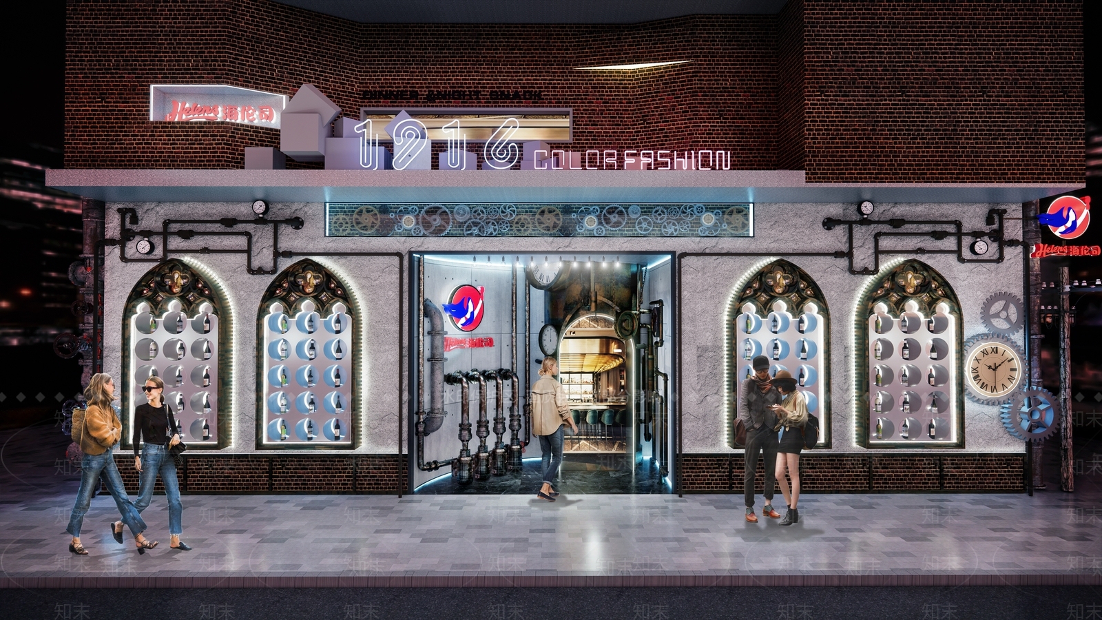 现代复古酒吧门头SU模型下载【ID:1135687859】