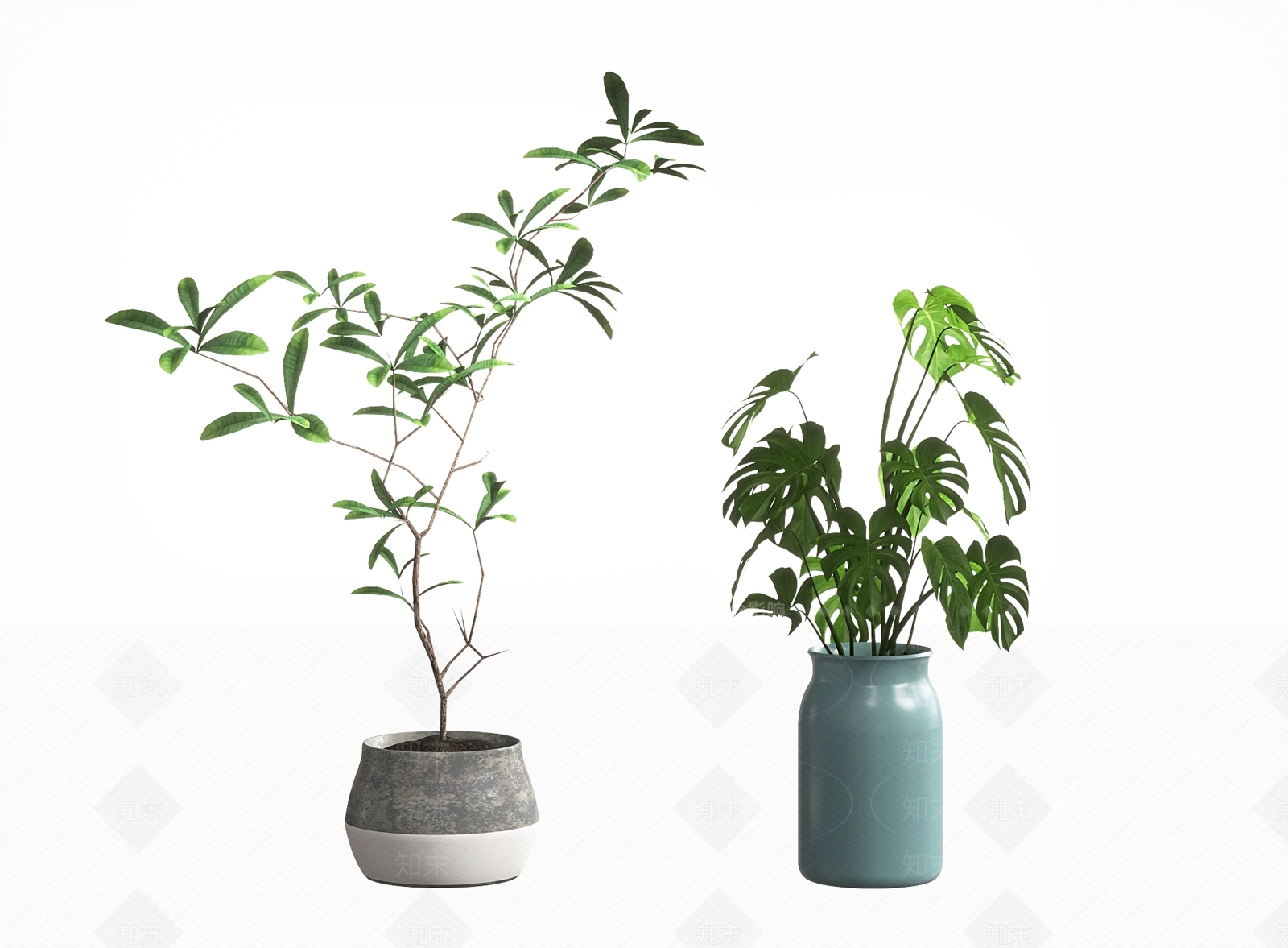 现代植物花瓶盆栽组合SU模型下载【ID:1135431304】