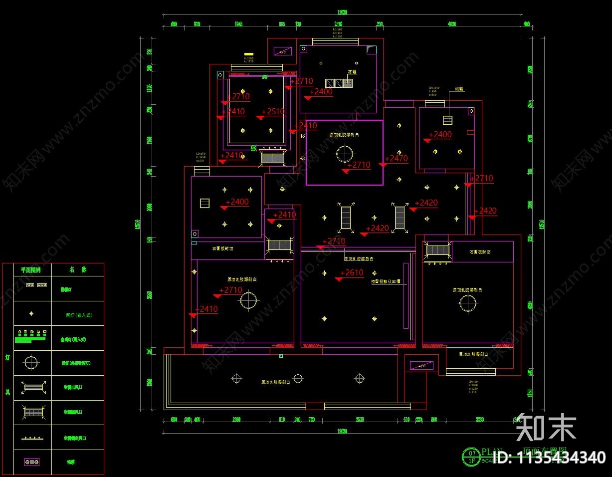 北欧风格三室两厅110㎡家装cad施工图下载【ID:1135434340】