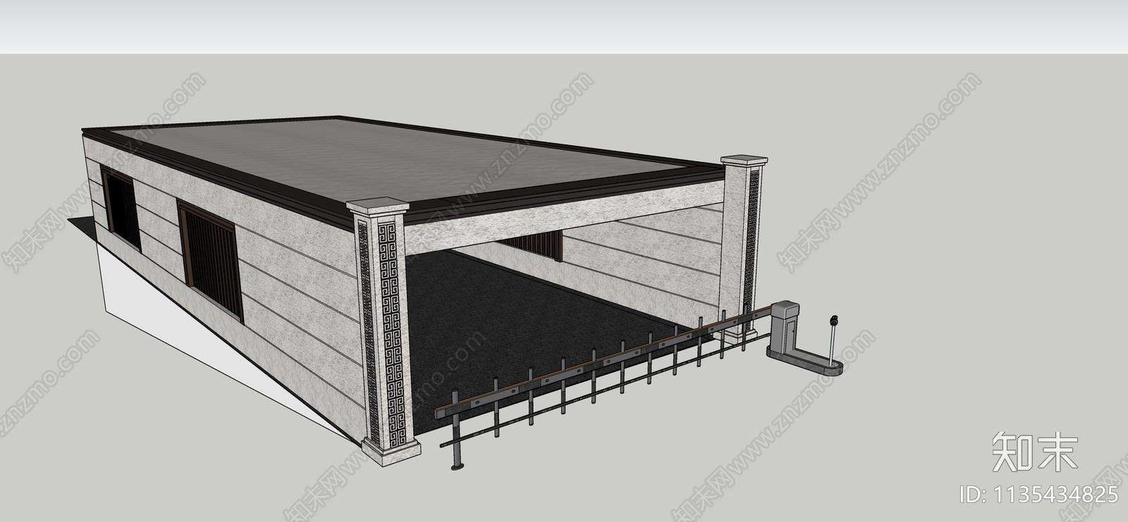 中式小区车库入口SU模型下载【ID:1135434825】
