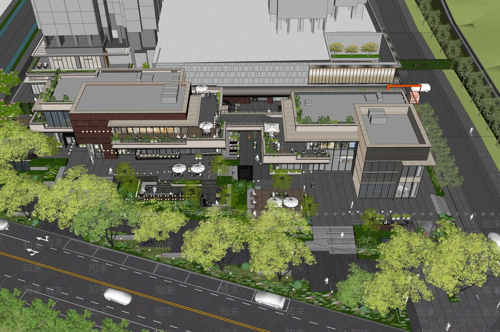 现代商场建筑SU模型精品下载_SketchUp模型_知末网