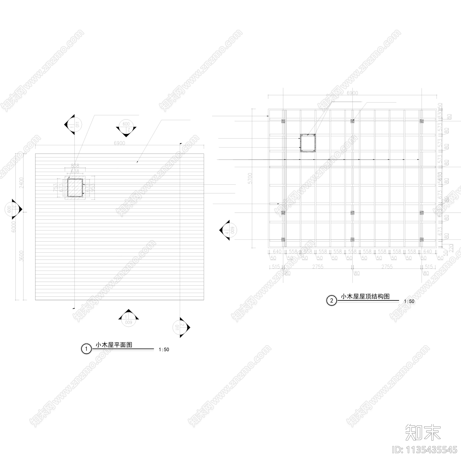 网红民宿客栈小木屋建筑景观施工图下载【ID:1135435545】