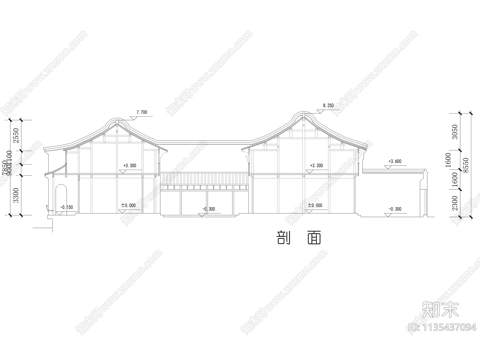 四院合院建筑平立剖面图施工图下载【ID:1135437094】