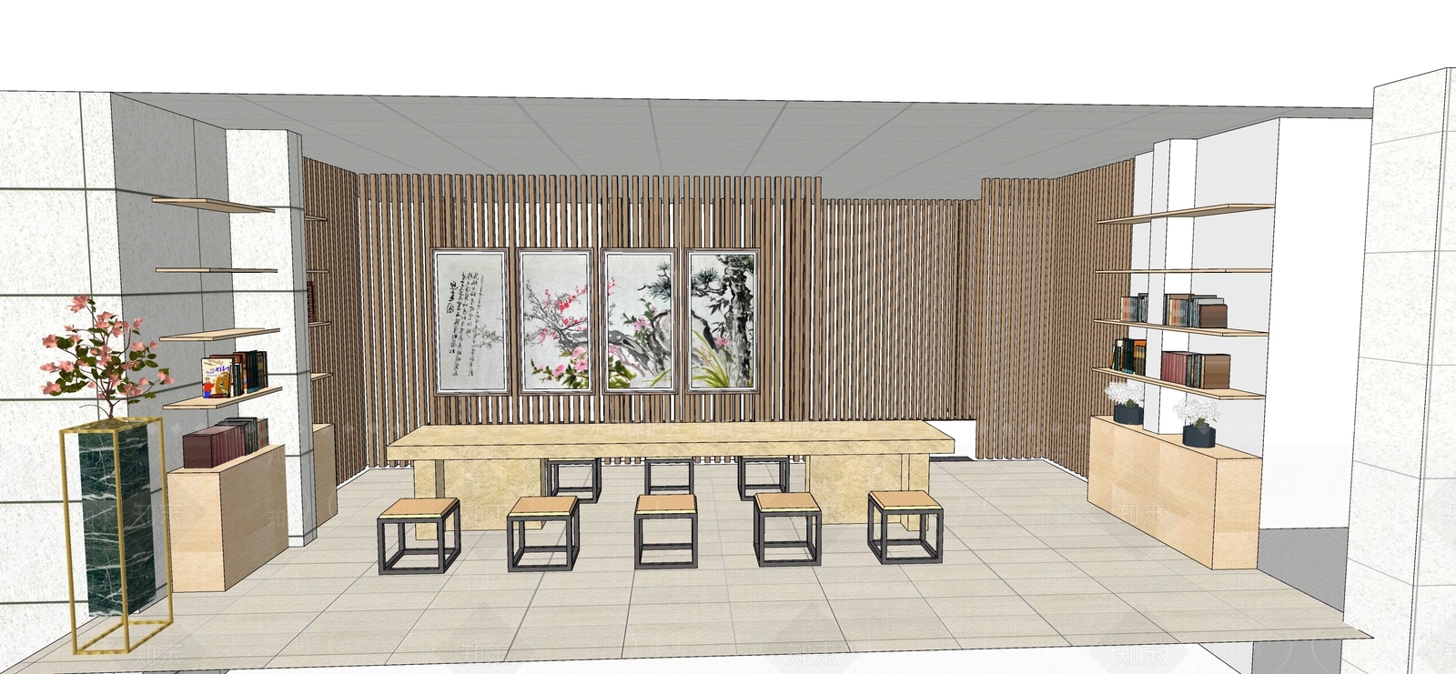 新中式休息区SU模型下载【ID:1135492098】