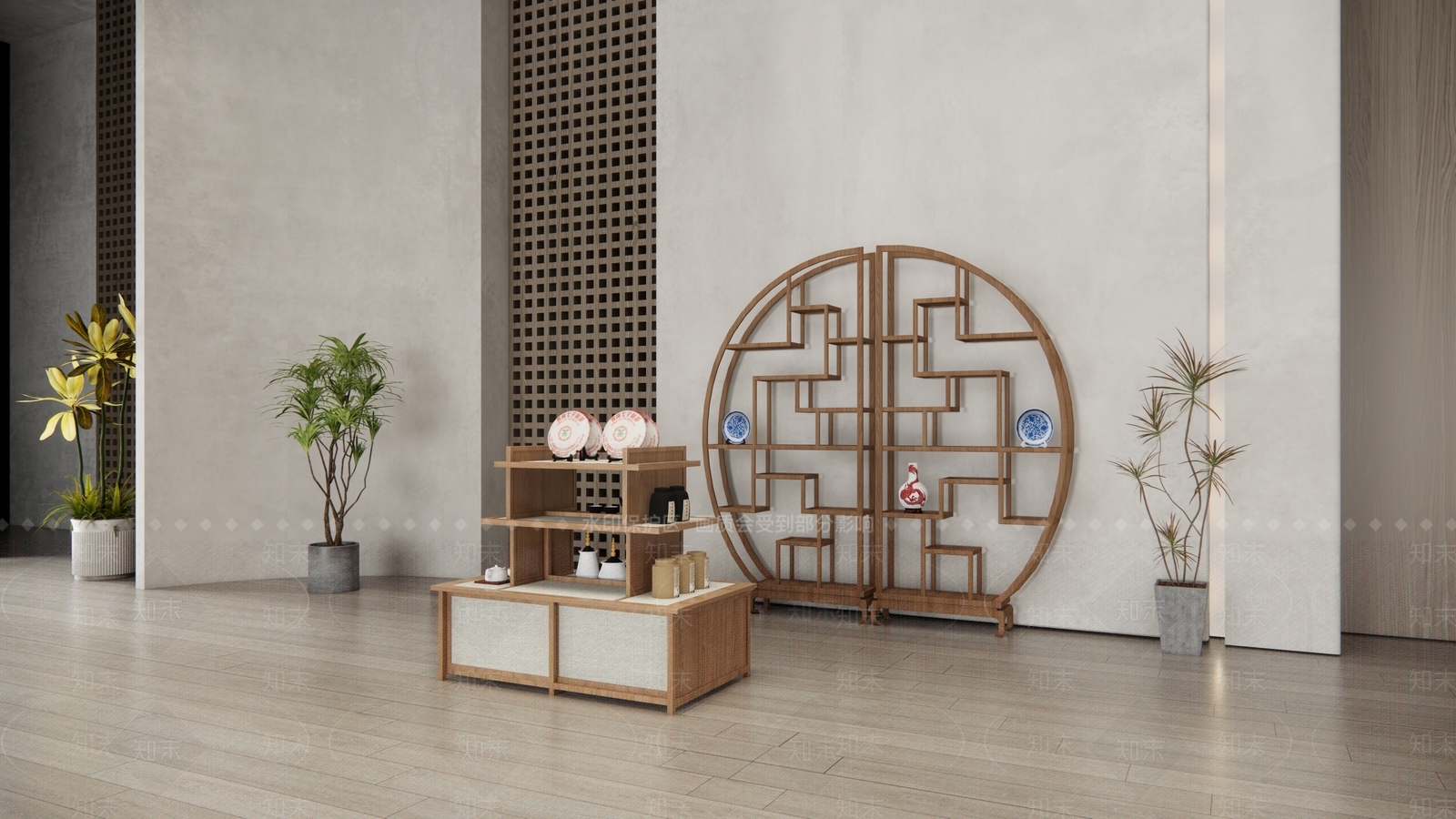 新中式展台SU模型下载【ID:1135441855】