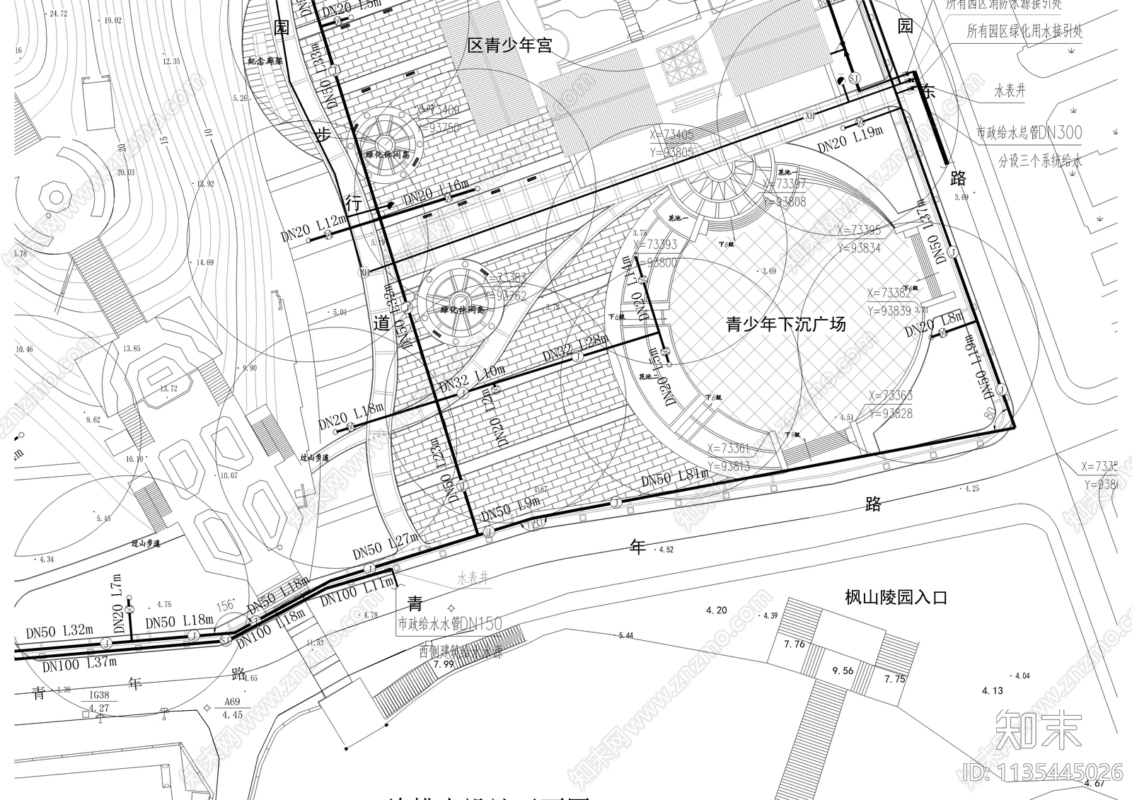 园林景观给排水设计平面图施工图下载【ID:1135445026】