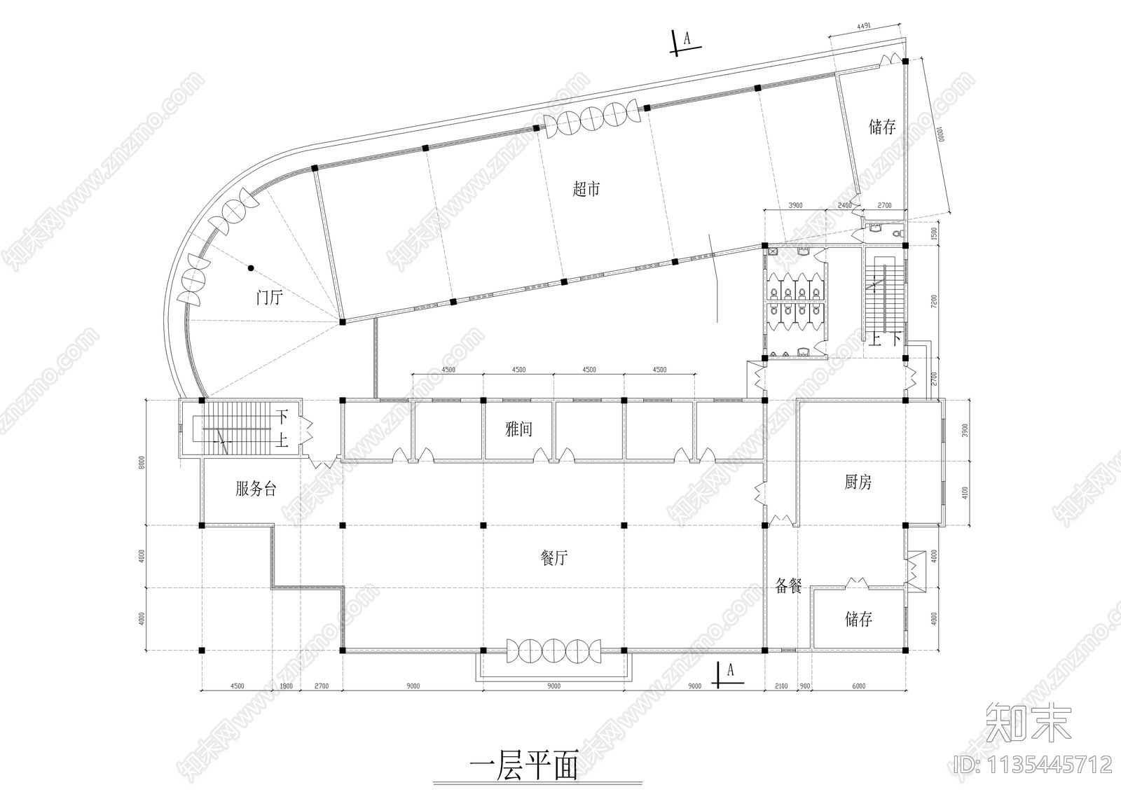 现代会所建筑cad施工图下载【ID:1135445712】