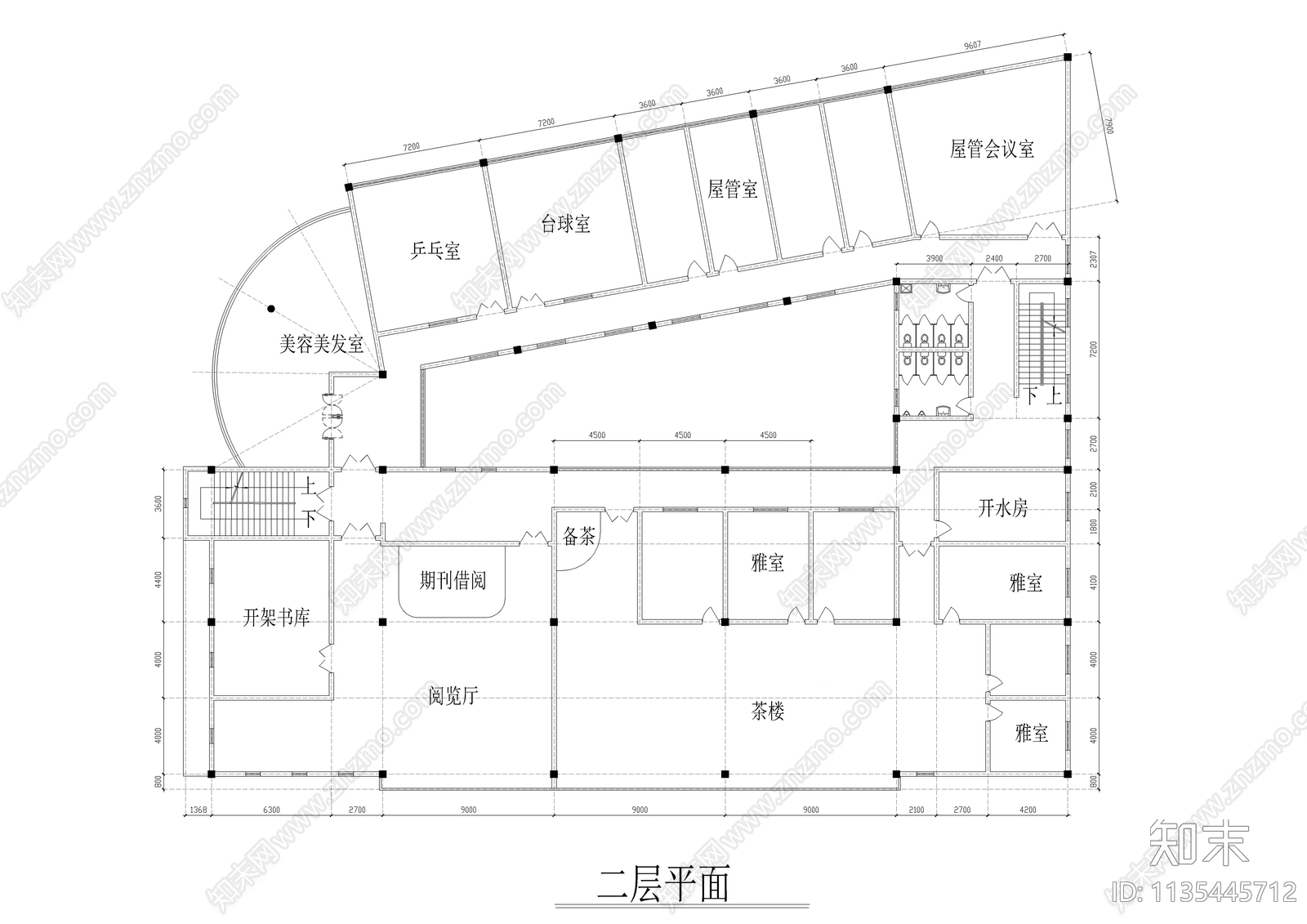 现代会所建筑cad施工图下载【ID:1135445712】