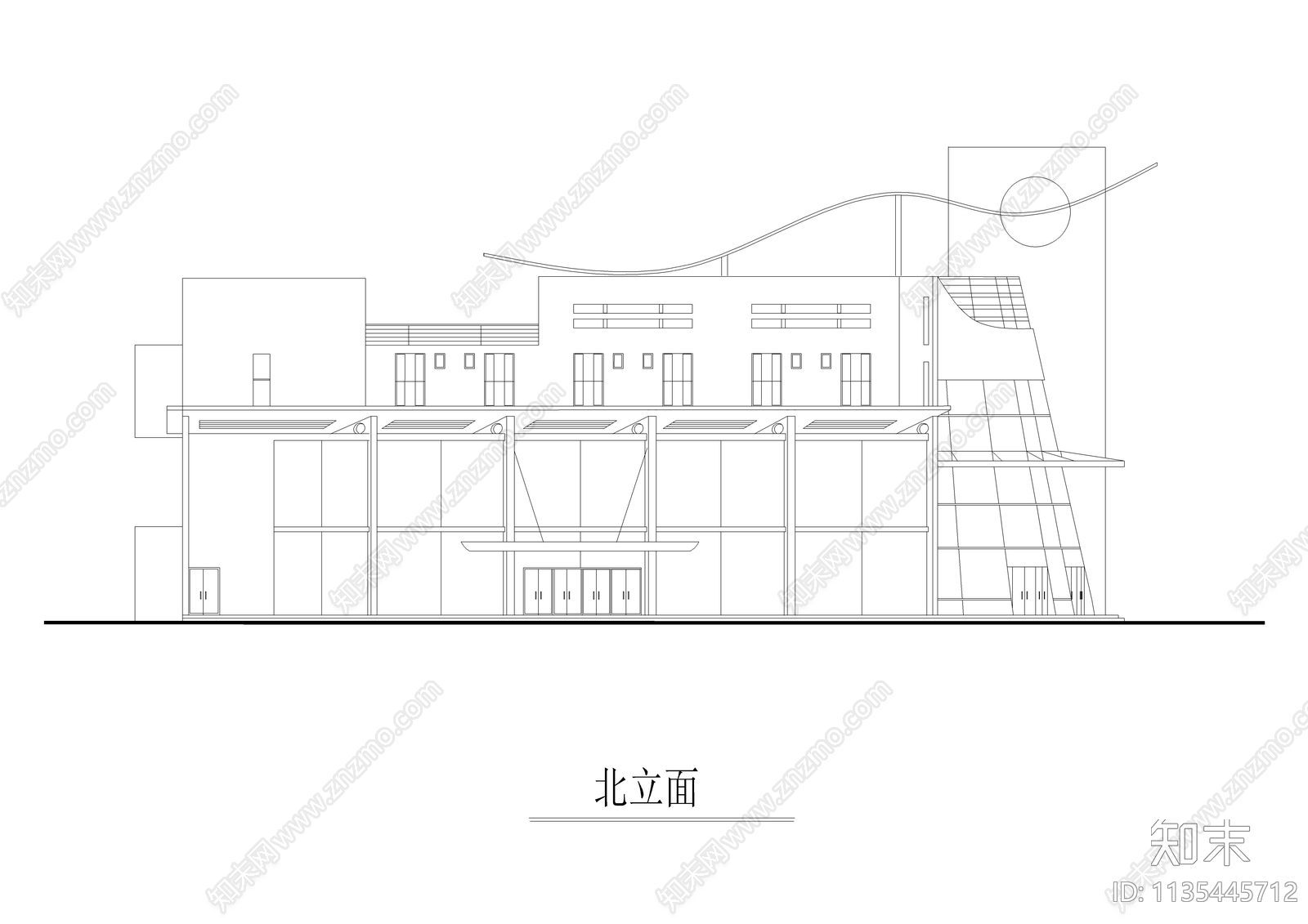 现代会所建筑cad施工图下载【ID:1135445712】