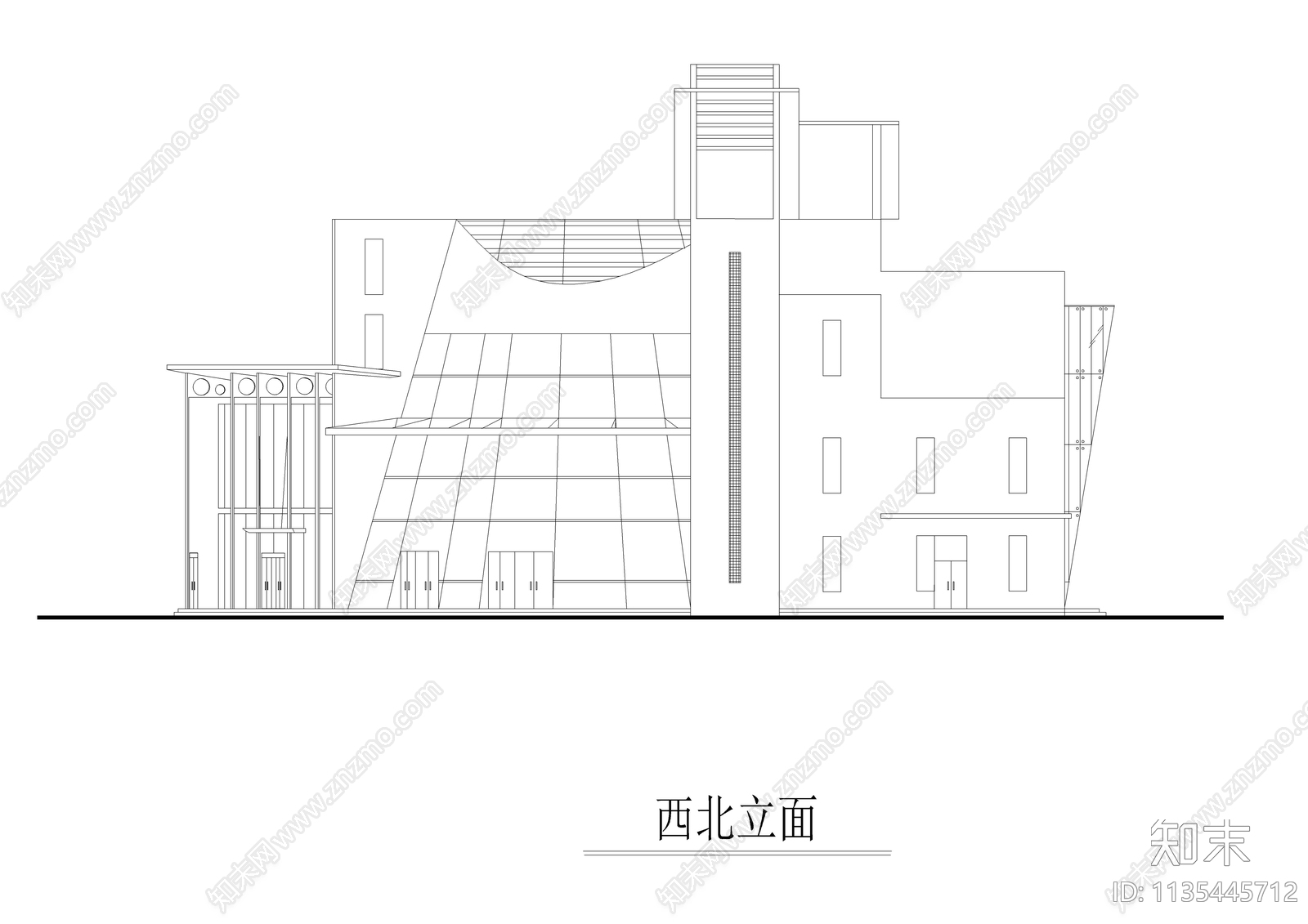 现代会所建筑cad施工图下载【ID:1135445712】