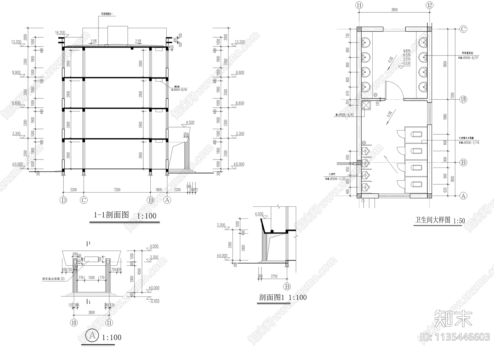 某中学学生公寓楼建筑施工图下载【ID:1135446603】