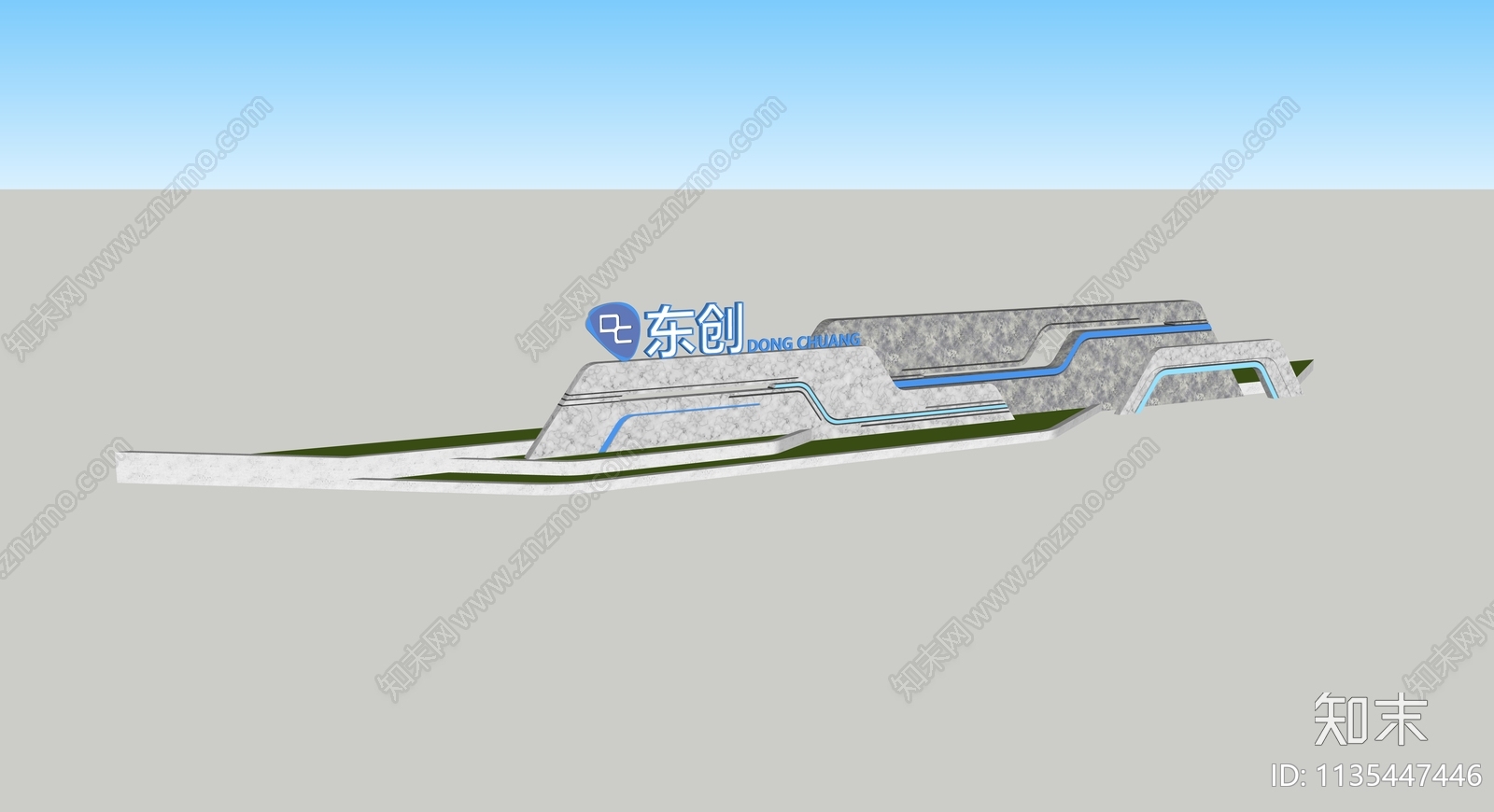 现代入口景墙SU模型下载【ID:1135447446】