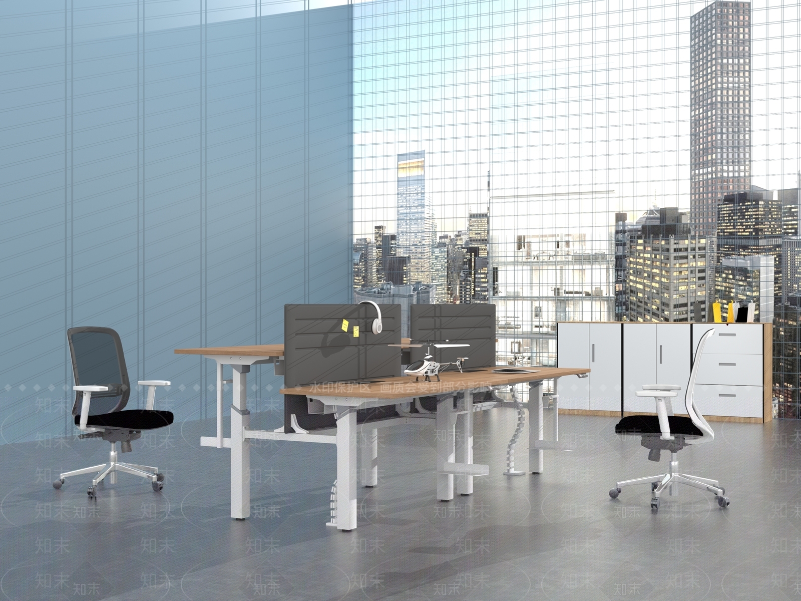 现代办公职员桌椅组合3D模型下载【ID:1135808580】