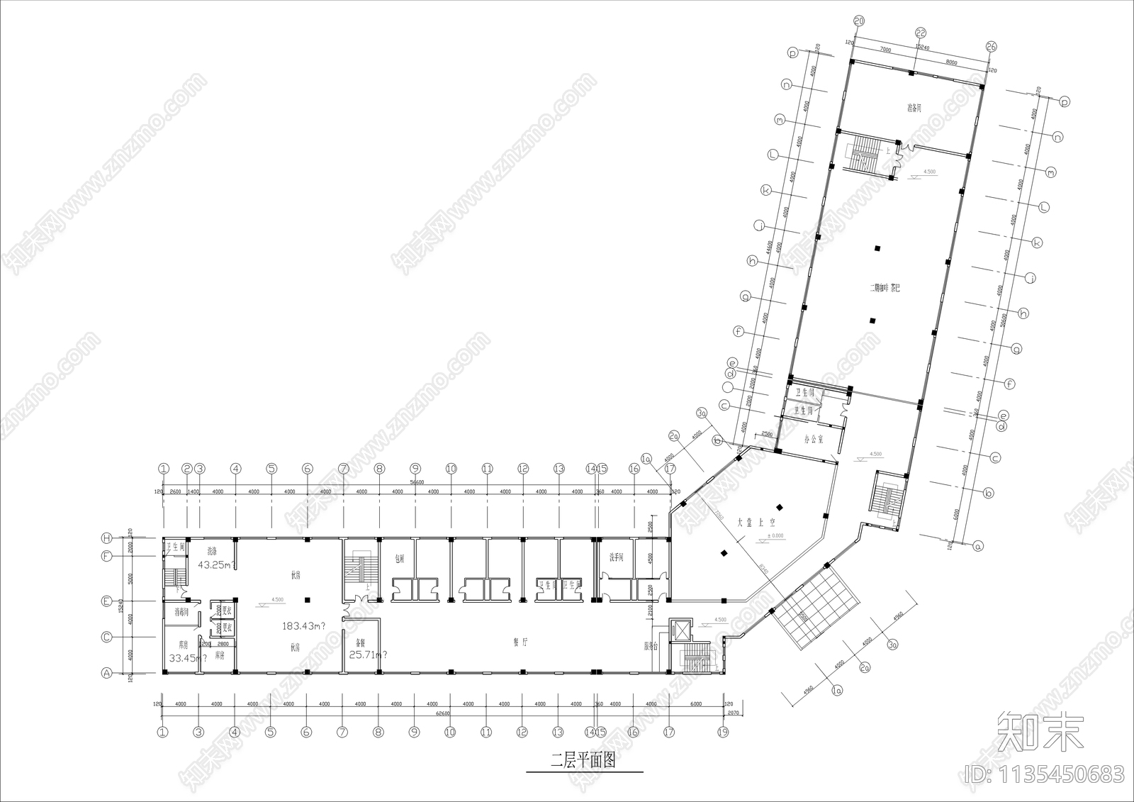 商务楼建筑cad施工图下载【ID:1135450683】