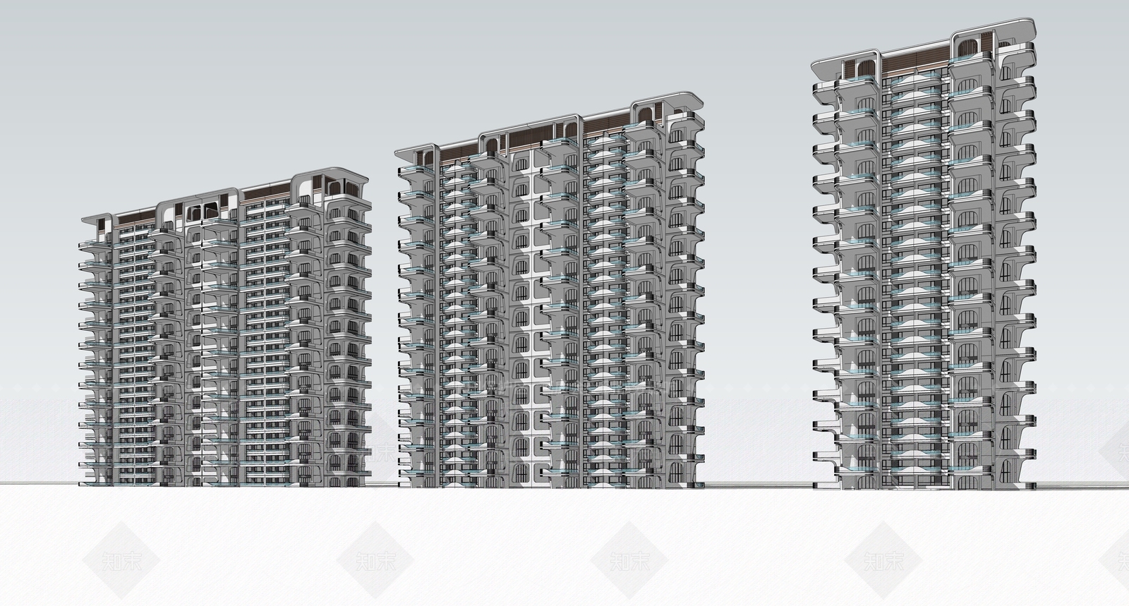 现代高层住宅SU模型下载【ID:1135452206】