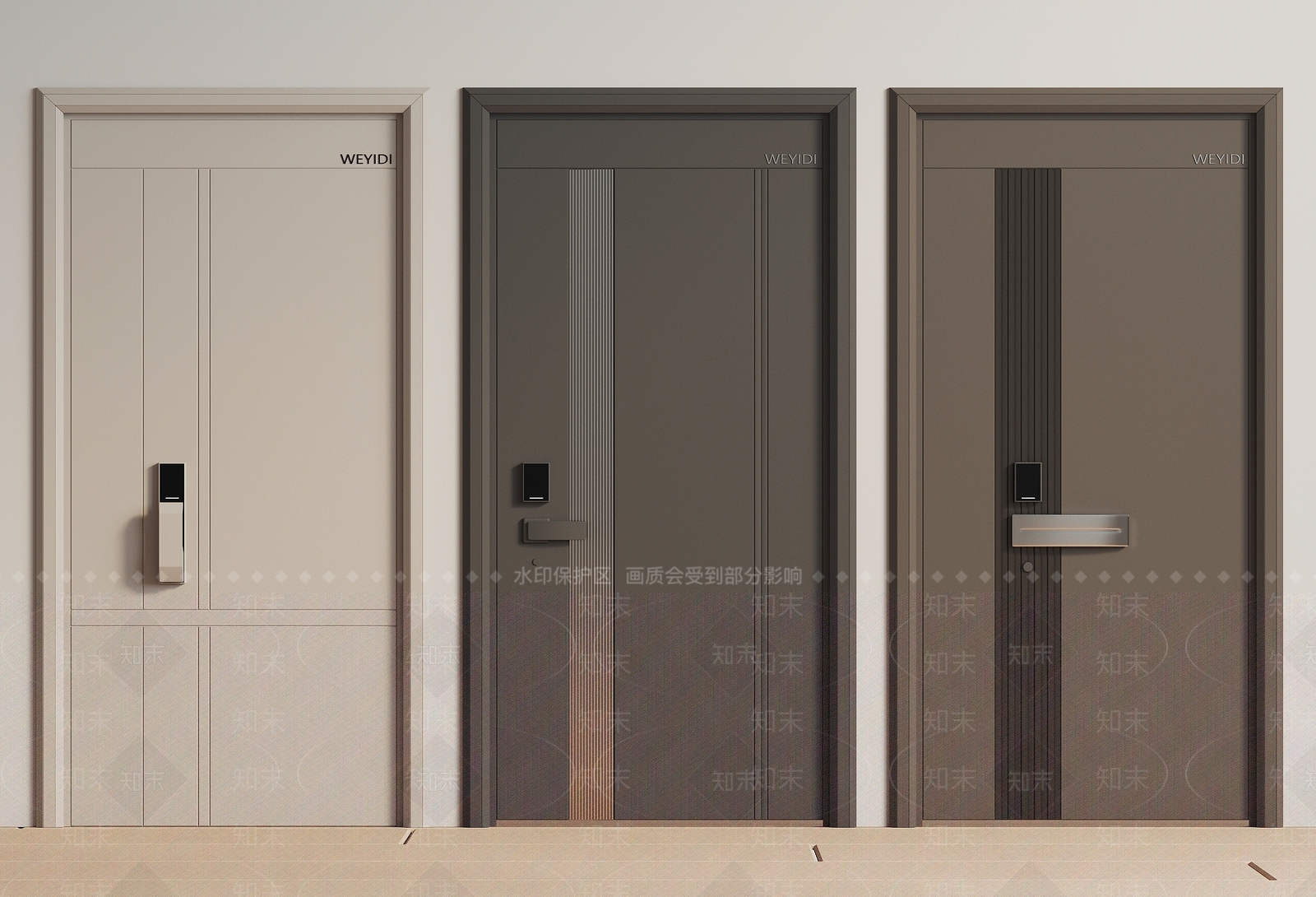 现代子母门3D模型下载【ID:1135452638】