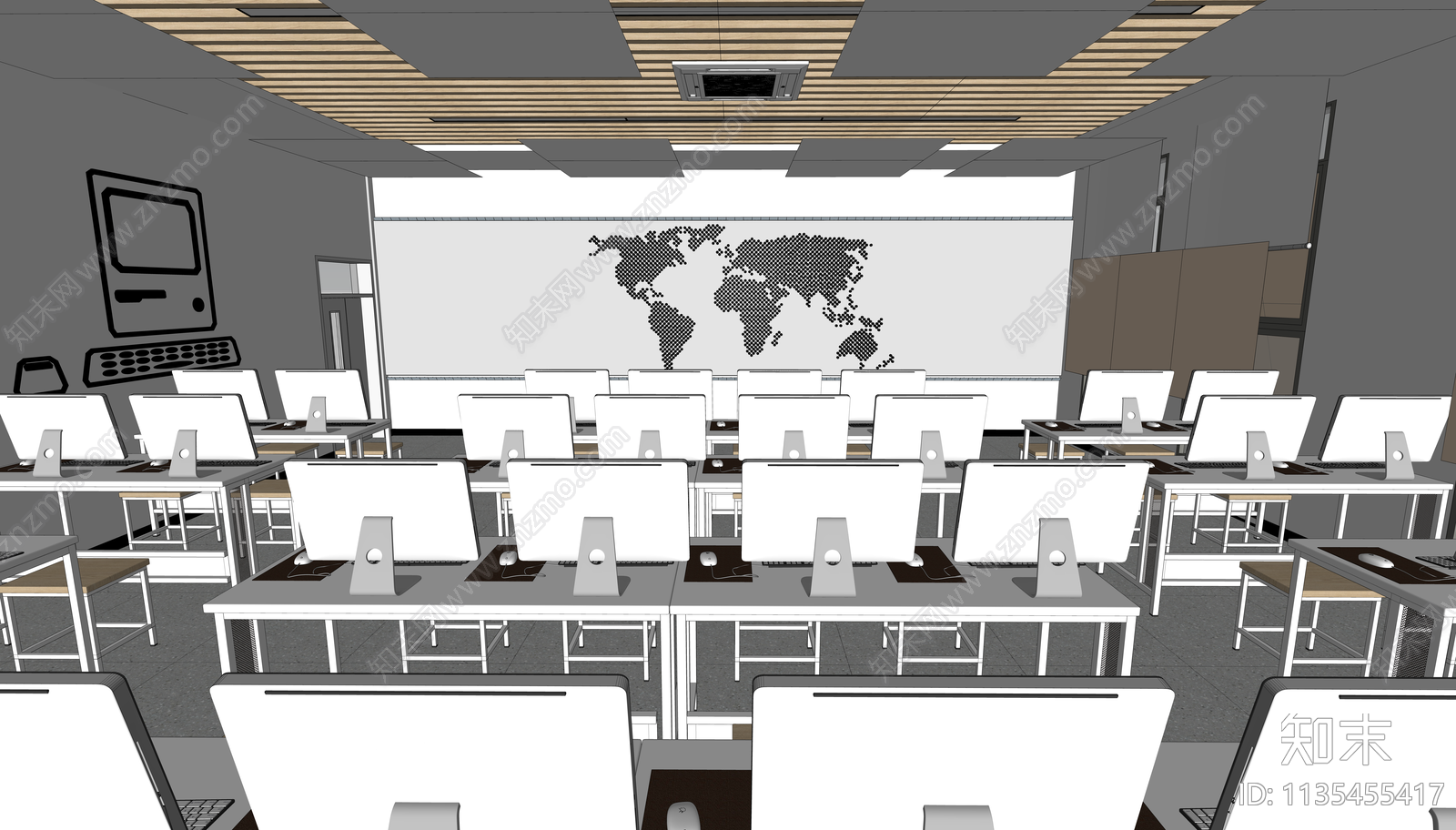 现代学校微机教室SU模型下载【ID:1135455417】