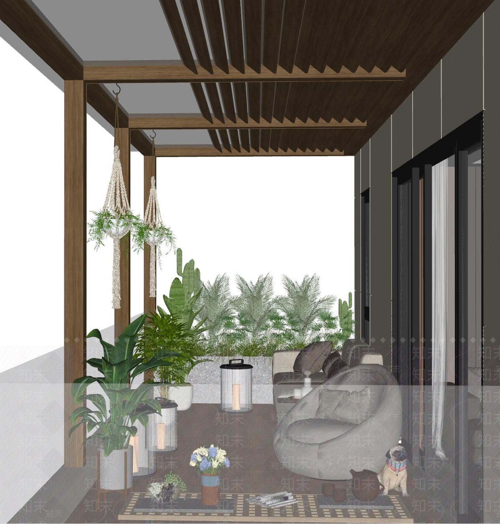 现代家居阳台SU模型下载【ID:1135456576】