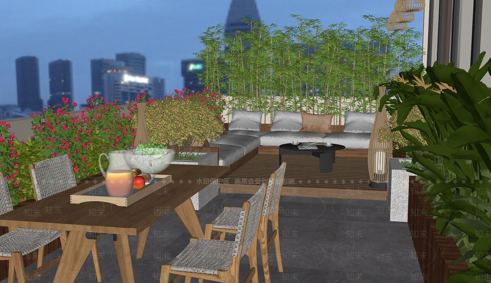 现代别墅阳台SU模型下载【ID:1135457582】