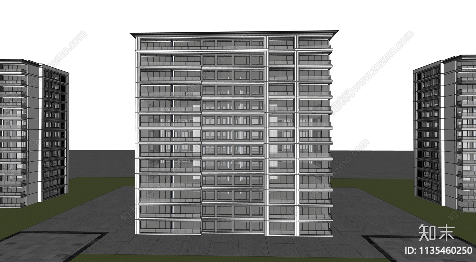 现代高层住宅SU模型下载【ID:1135460250】