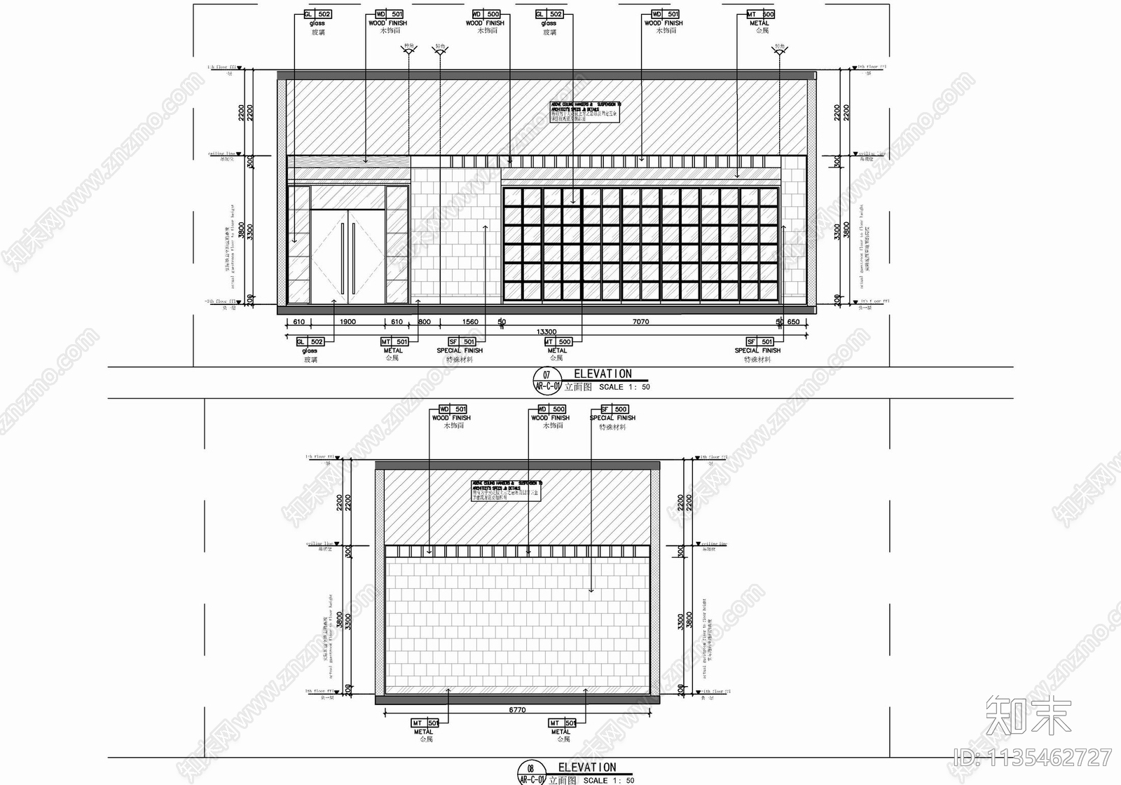 500㎡西餐牛排馆cad施工图下载【ID:1135462727】