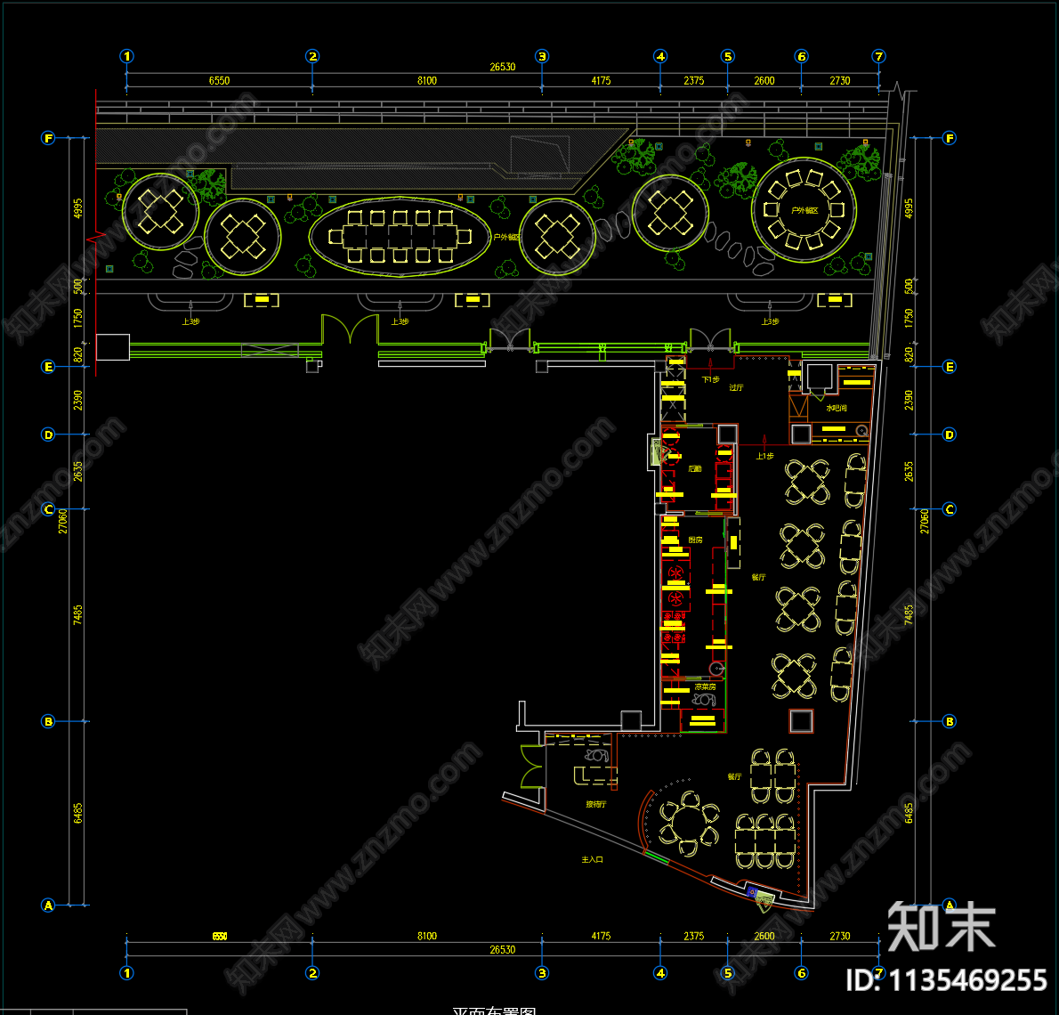 露天花园餐厅平面图施工图下载【ID:1135469255】