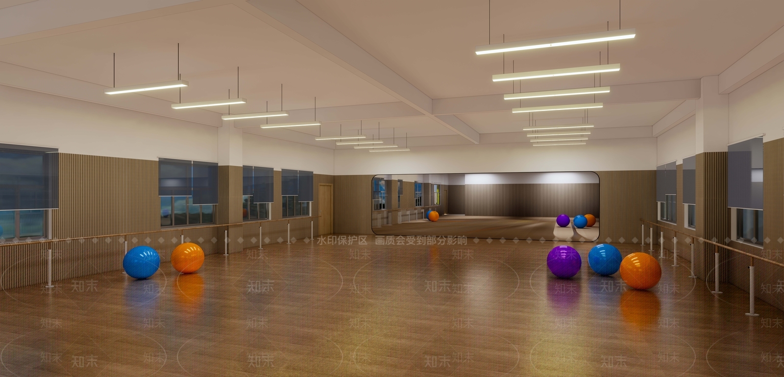 现代学校舞蹈室SU模型下载【ID:1135788975】