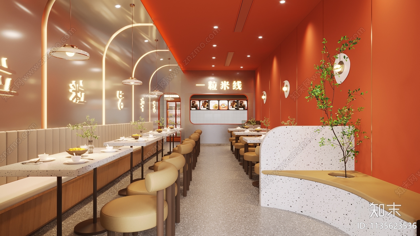 快餐店效果图cad施工图下载【ID:1135623536】