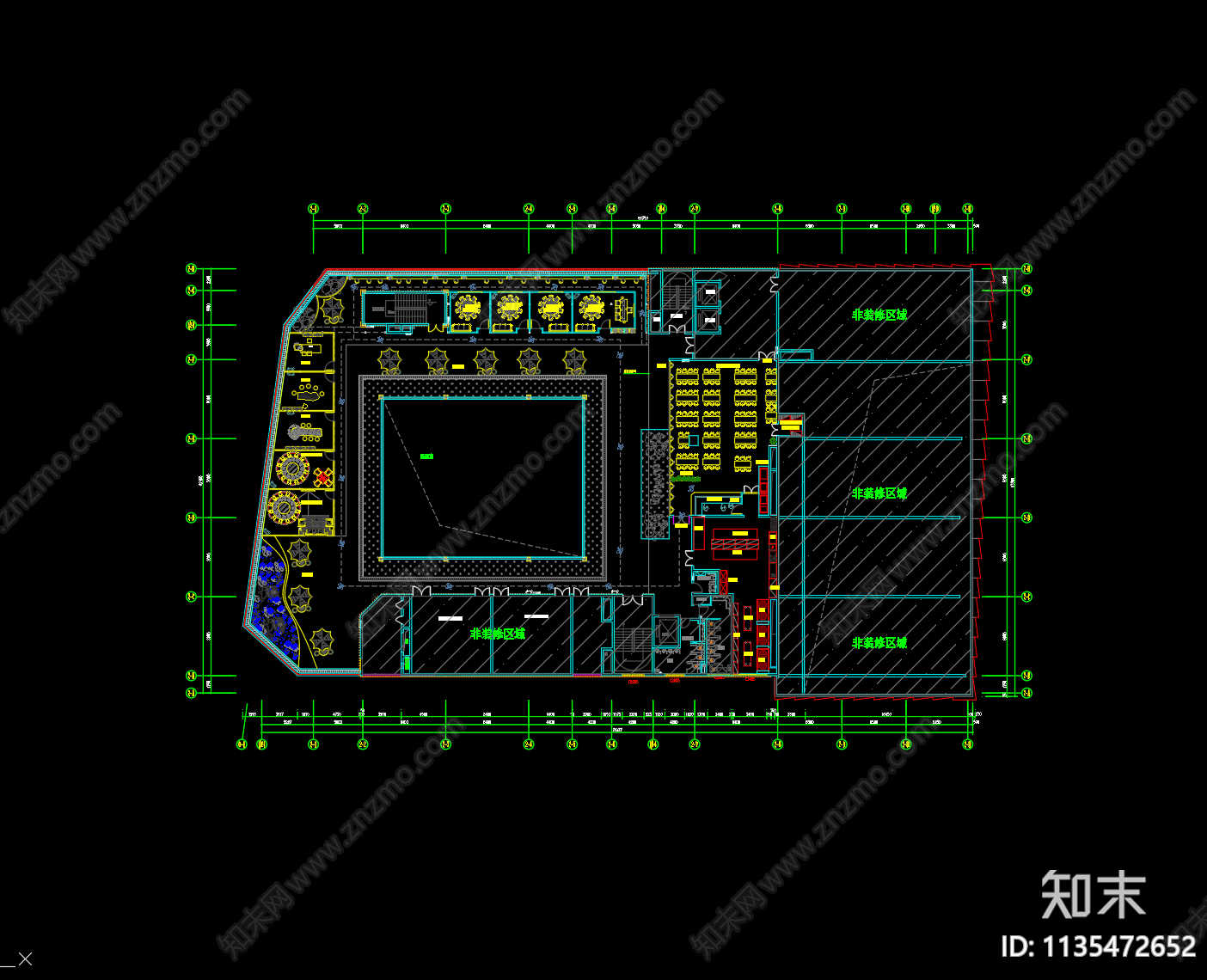 露天花园餐厅平面图施工图下载【ID:1135472652】