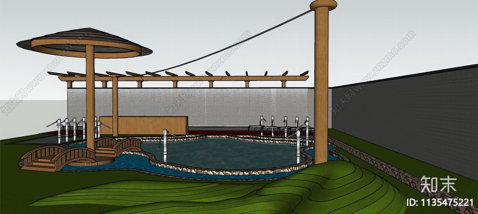 现代庭院花园SU模型下载【ID:1135475221】