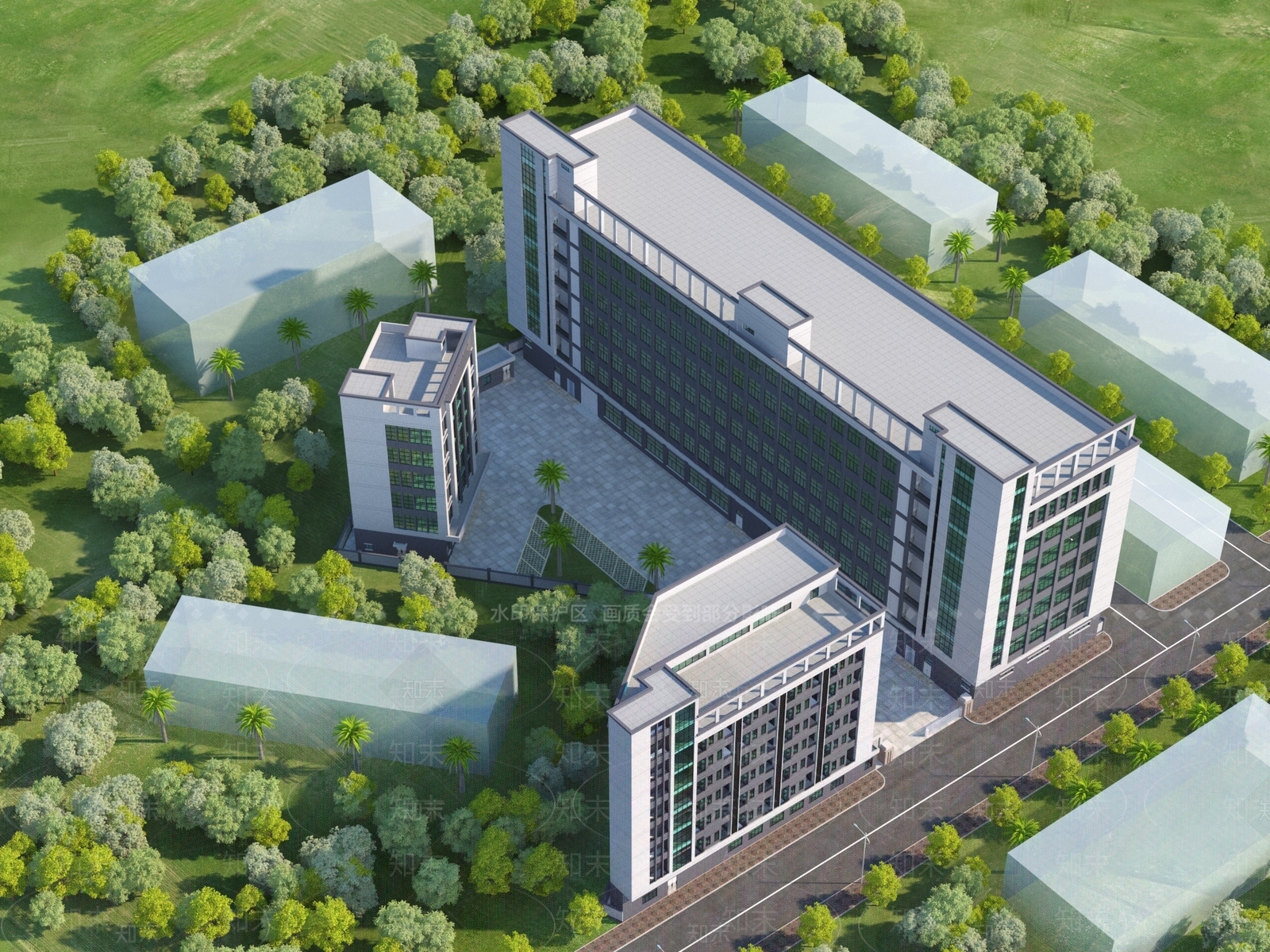现代厂区厂房3D模型下载【ID:1135476211】