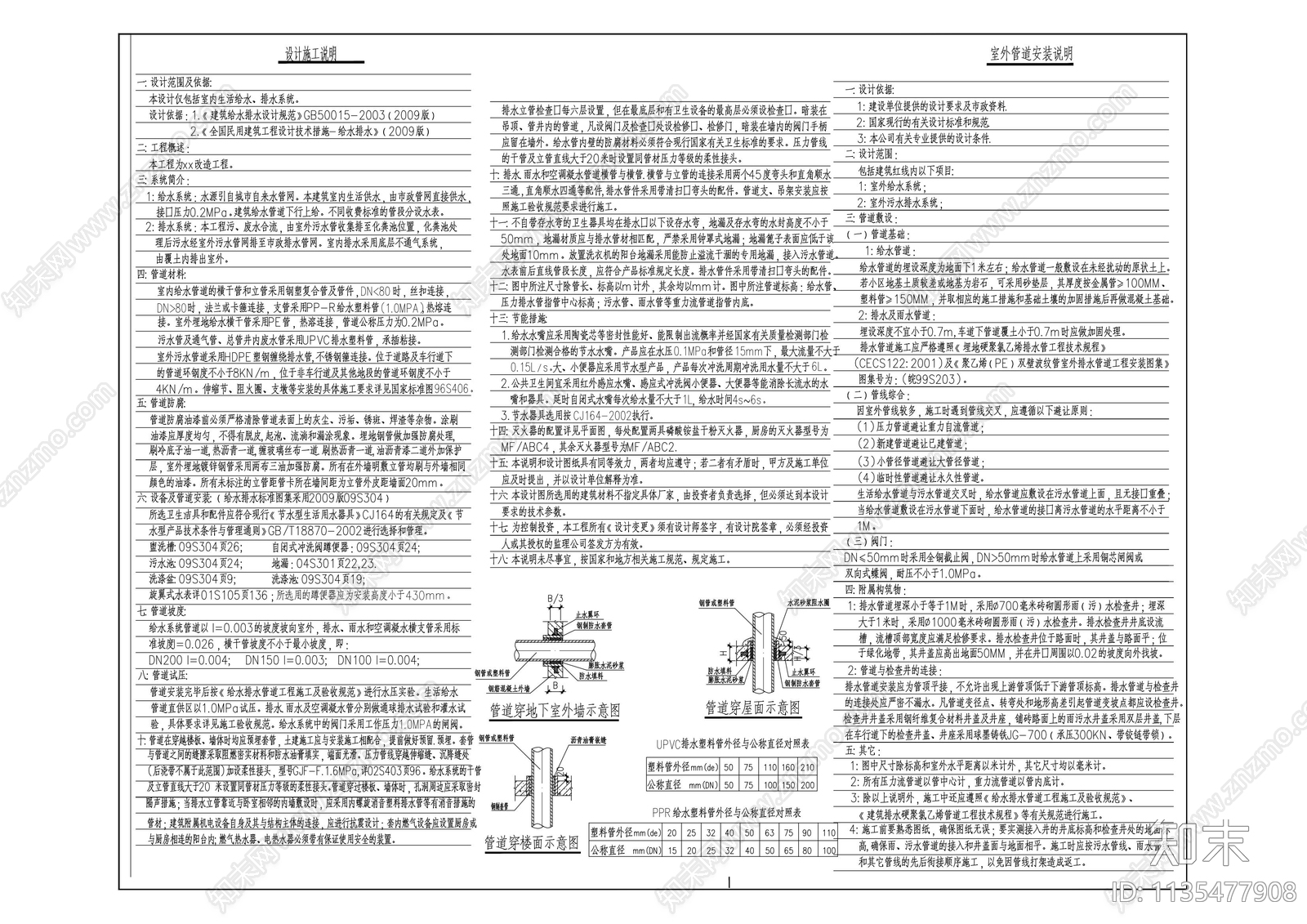 室内给排水设计说明施工图下载【ID:1135477908】