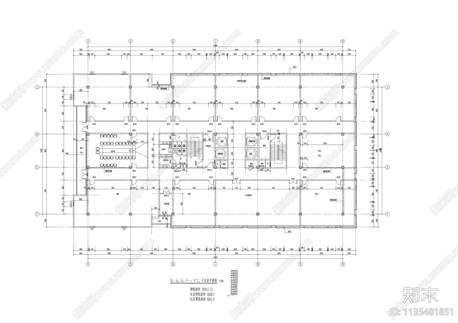科创楼建筑cad施工图下载【ID:1135481851】