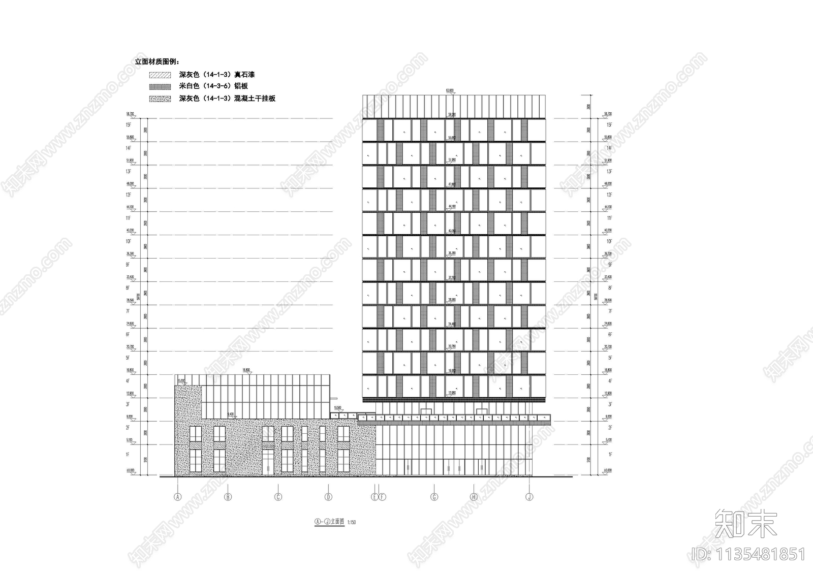 科创楼建筑cad施工图下载【ID:1135481851】