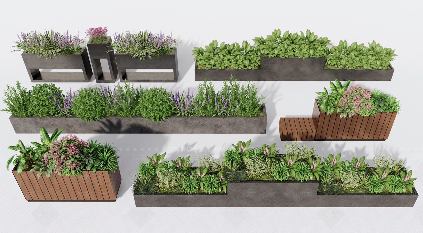 现代植物花箱3D模型下载【ID:1135482573】
