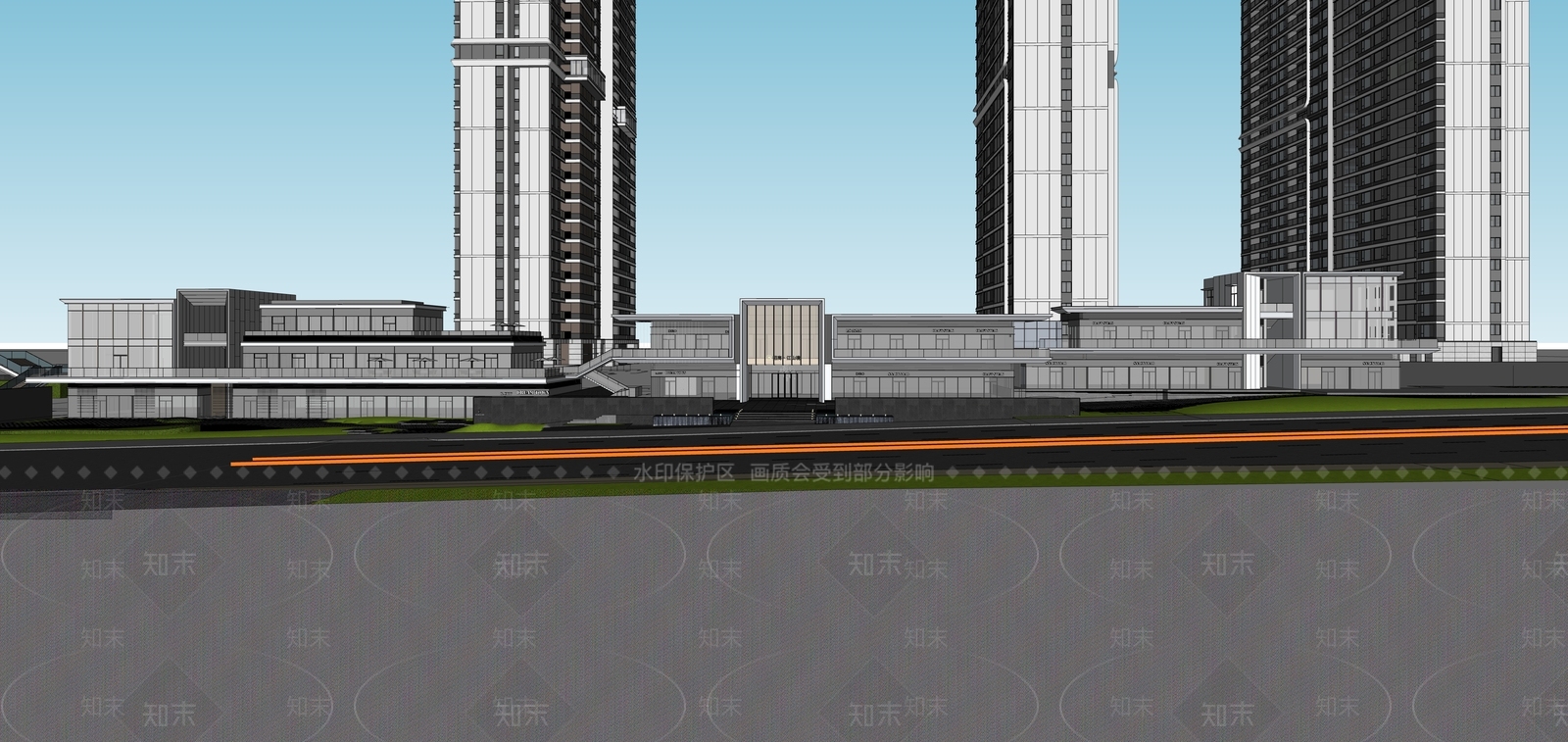 现代商业裙楼SU模型下载【ID:1135483194】