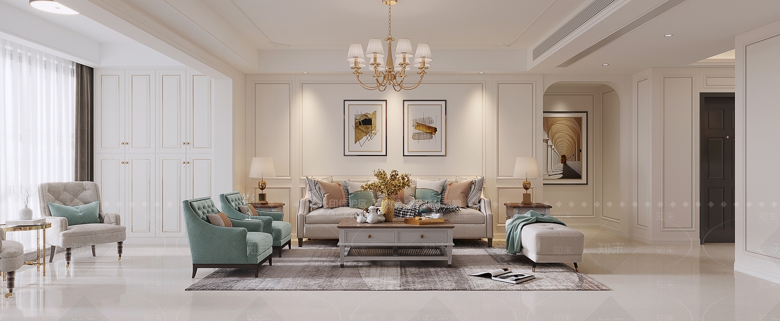 欧式简约客厅3D模型下载【ID:1135484819】