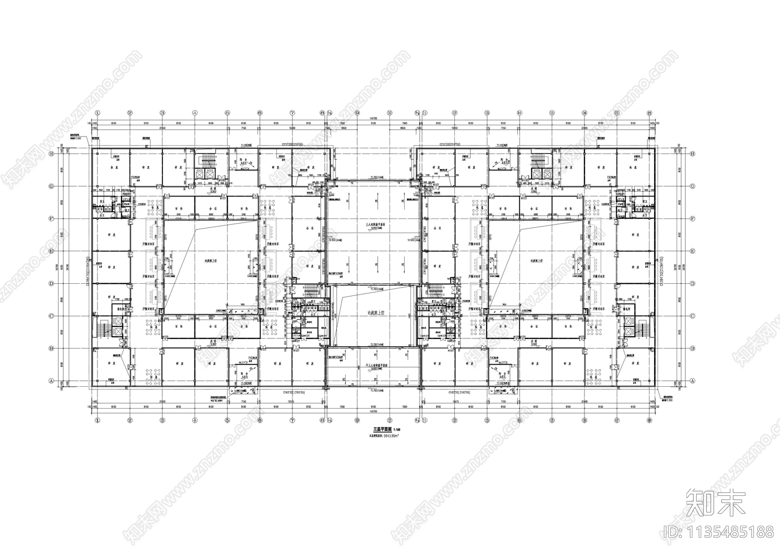 研发楼建筑施工图下载【ID:1135485188】