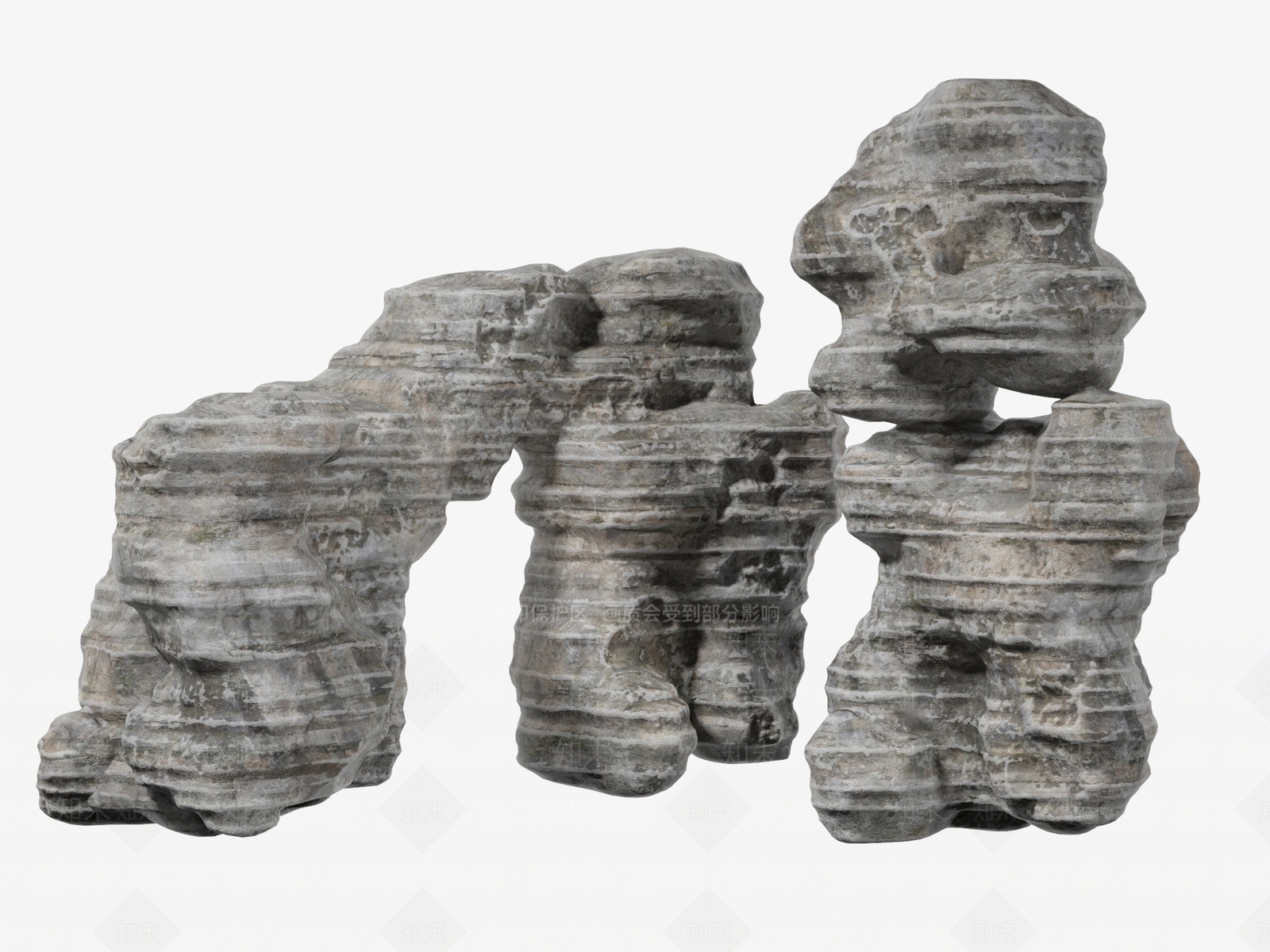 现代假山景观石3D模型下载【ID:1135485297】