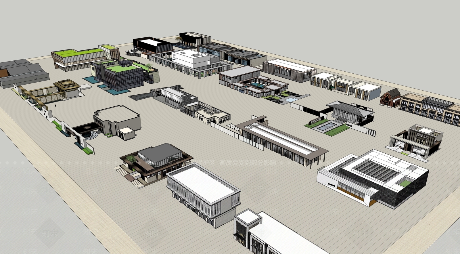 现代售楼处建筑SU模型精品下载_SketchUp模型_知末网