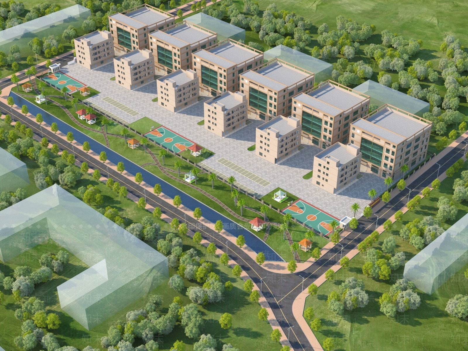 现代工业厂房3D模型下载【ID:1135490953】
