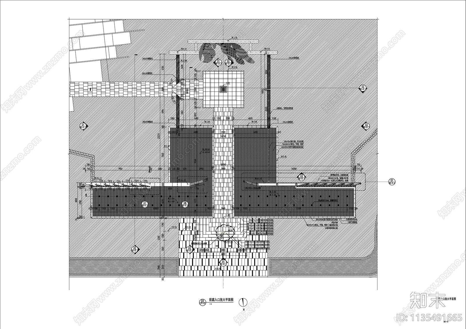 景观居住区入口节点详图cad施工图下载【ID:1135491665】