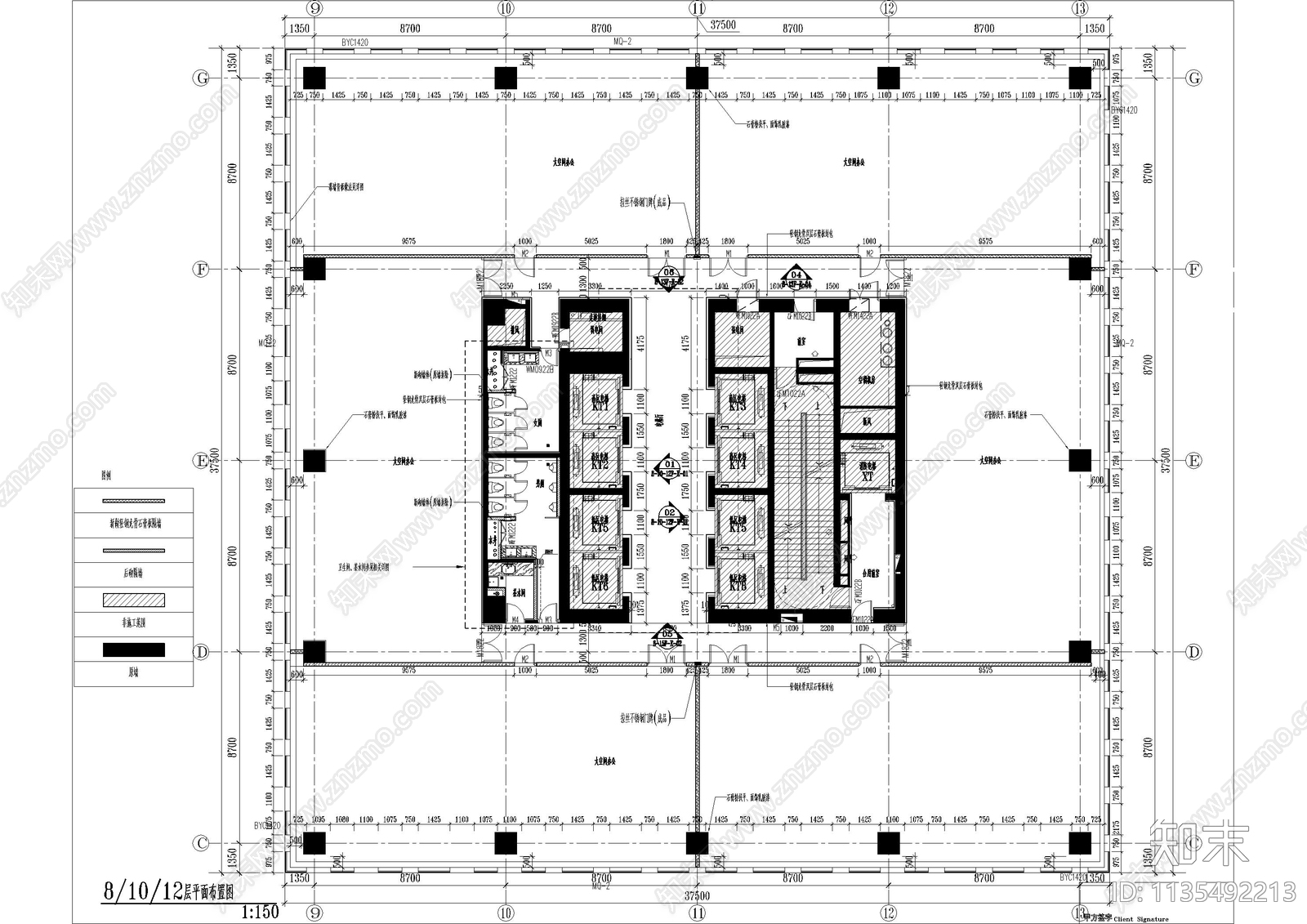 上海甲级办公楼cad施工图下载【ID:1135492213】