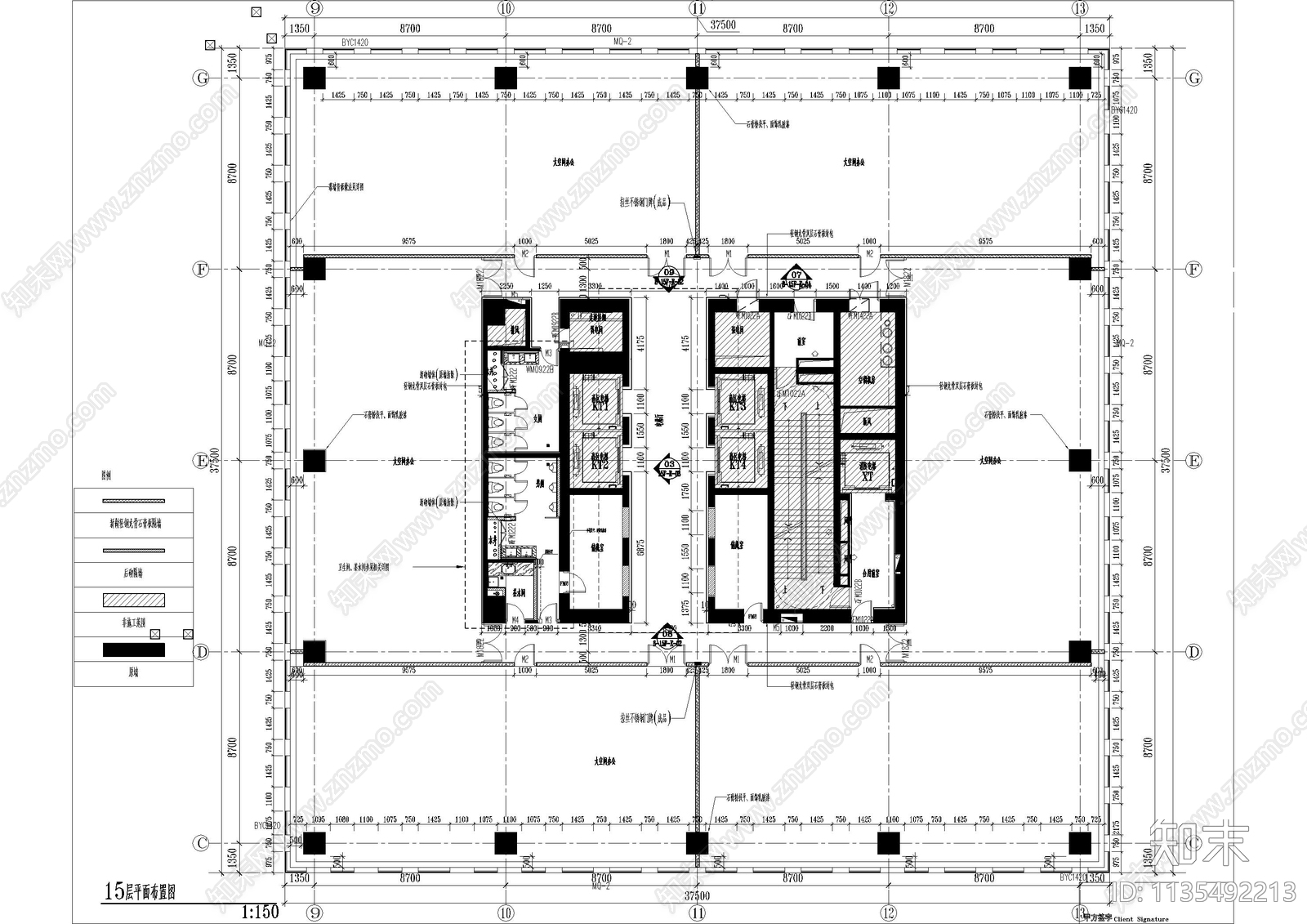 上海甲级办公楼cad施工图下载【ID:1135492213】