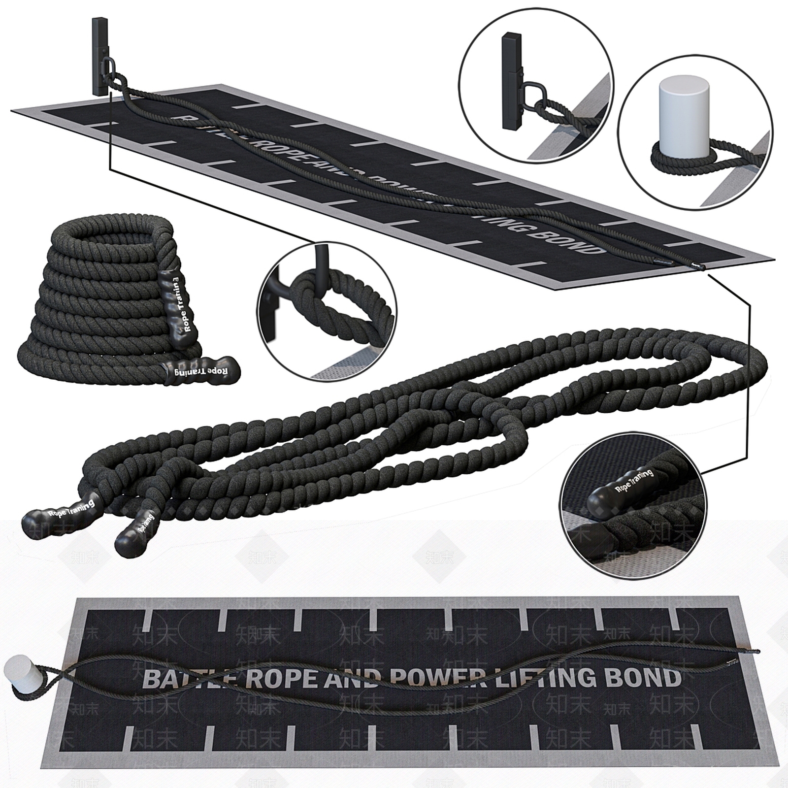 健身房臂力绳3D模型下载【ID:1135492755】