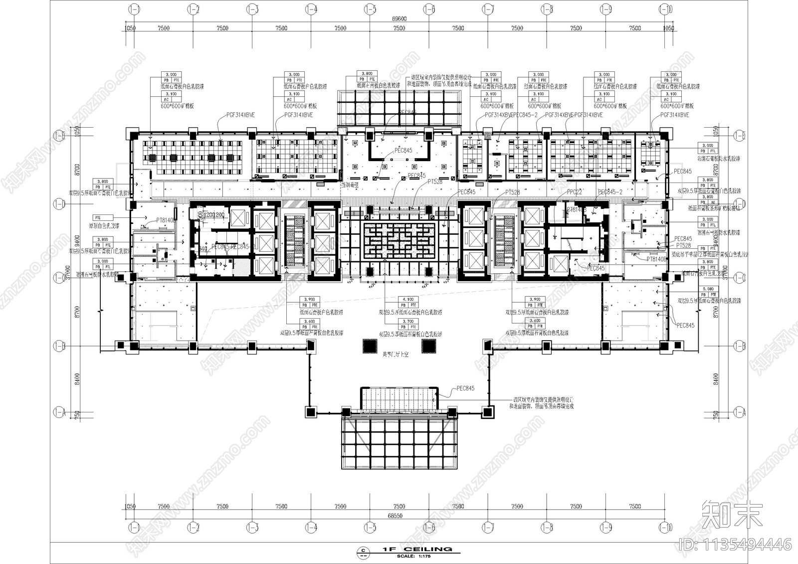 办公大堂cad施工图下载【ID:1135494446】
